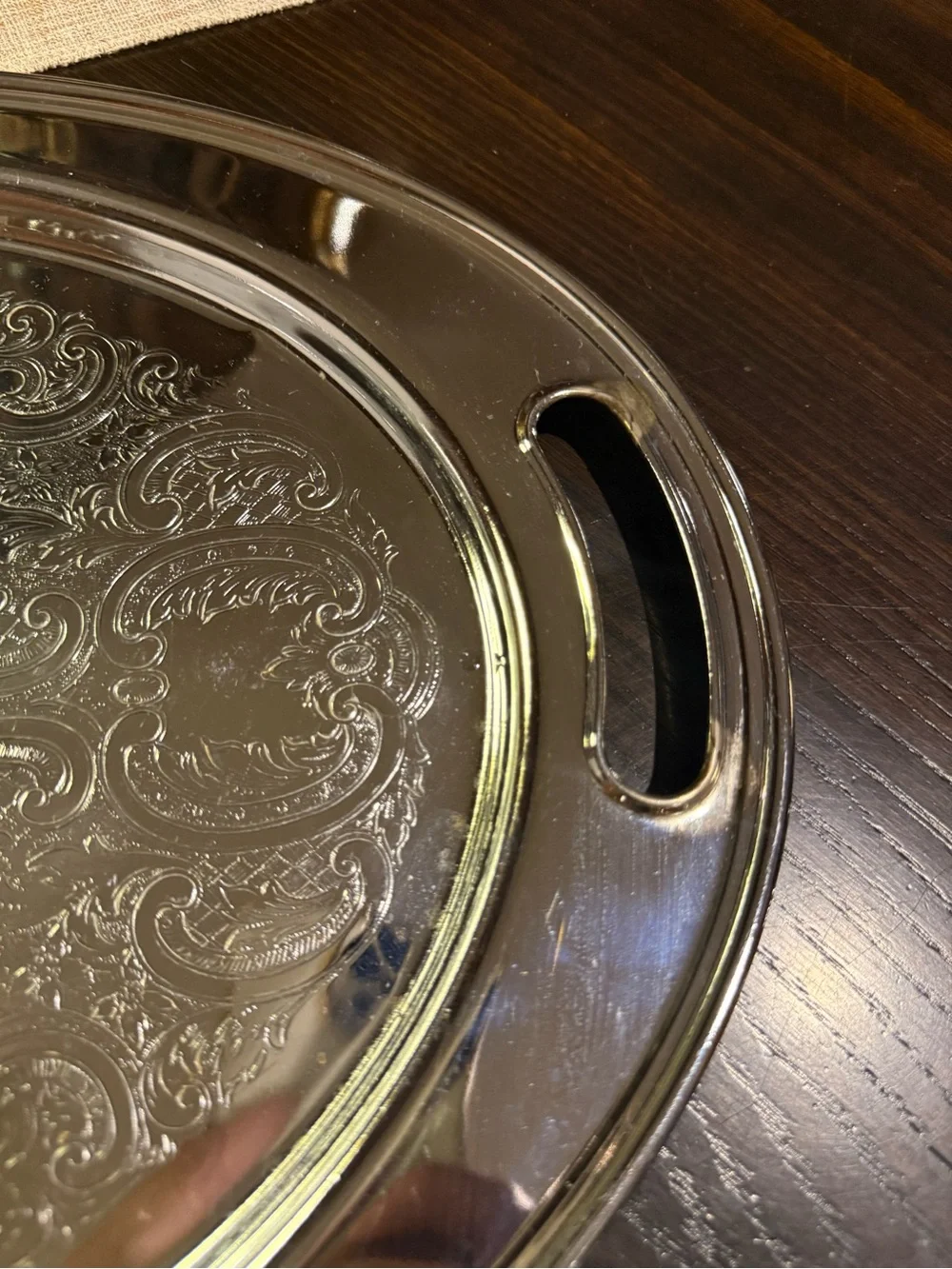 Eton Ornate Silver-Tone Serving/Butlers Tray with Handles 17.5”